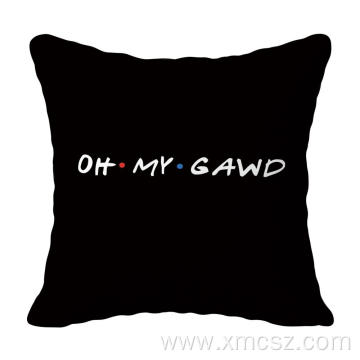 Black Letters Printed Customized Cushion Cover